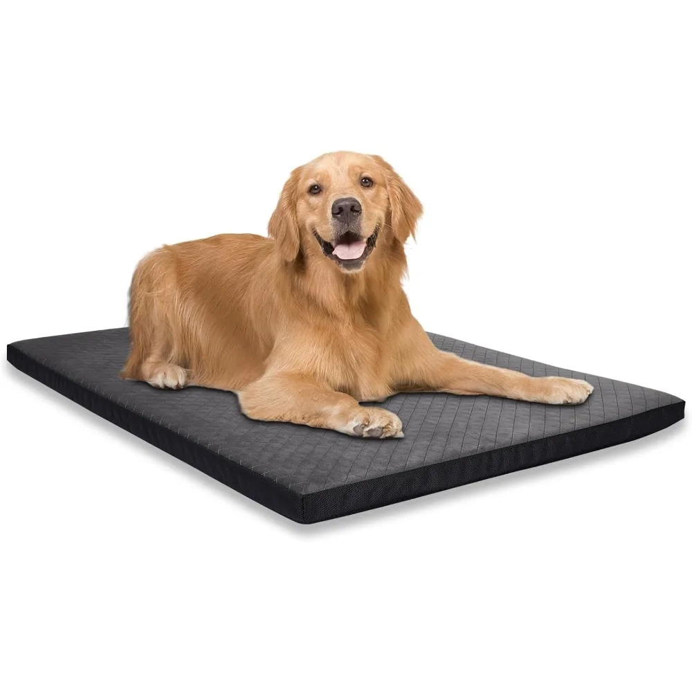 

Indestructible Dog Beds, Chew Proof Dog Crate Pad for Aggressive Chewer, Washable Cover Quilted Dog Mat for Crate,Non-Slip Botto