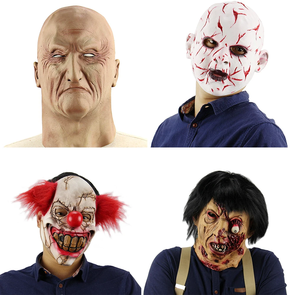 Maschere horror di Halloween Maschera da vampiro monstruo zombie per adulti Costume in lattice Festa di carnevale Casco a testa intera Casa stregata Prop