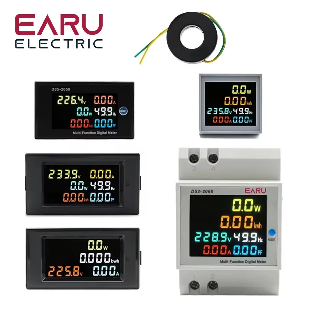 Voltmeter Ammeter Wattmeter Energy Meter Power Factor Digital Display Voltage Current Power Comsumption Electric Meter D69-2058