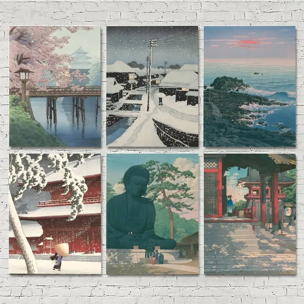1pc Japan Art Paint K-Kawase Hasui Posters HD Print Vintage Wall Art Decor for Home Study Room