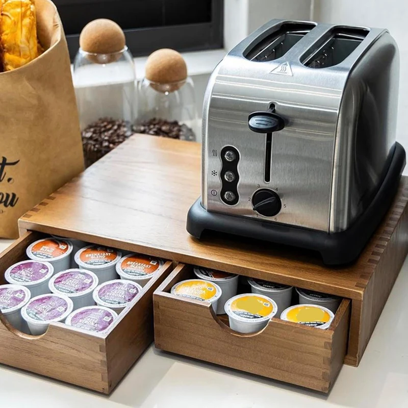 AU-Coffee Capsule Storage Box, Coffee Pod And Tea Set Storage Rack Drawer Coffee Machine Stand