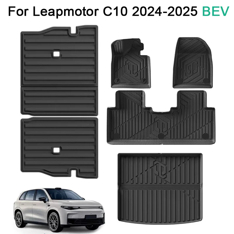 

Floor Mats for Leapmotor C10 2024 2025 BEV TPE Trunk Mats Cargo Liners Waterproof Non-slip Seat Back Protector Floor Carpets