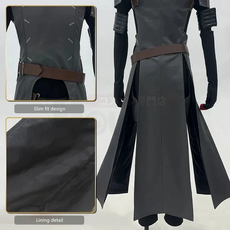 

EW5P5X Game Wonder Cosplay Costume Wig Faux Leather Coat Pants Belt Grey Black Color Cos Halloween Christmas GiftDYKO]11