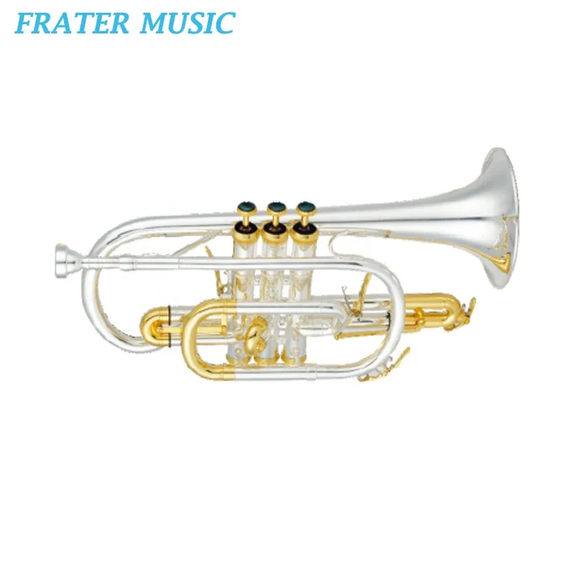 Good Quality British Style Silver Plated / Gold Lacquer / Nickel Plated Yellow Brass Bell Bb Tone Piston Cornet (JCR-220)
