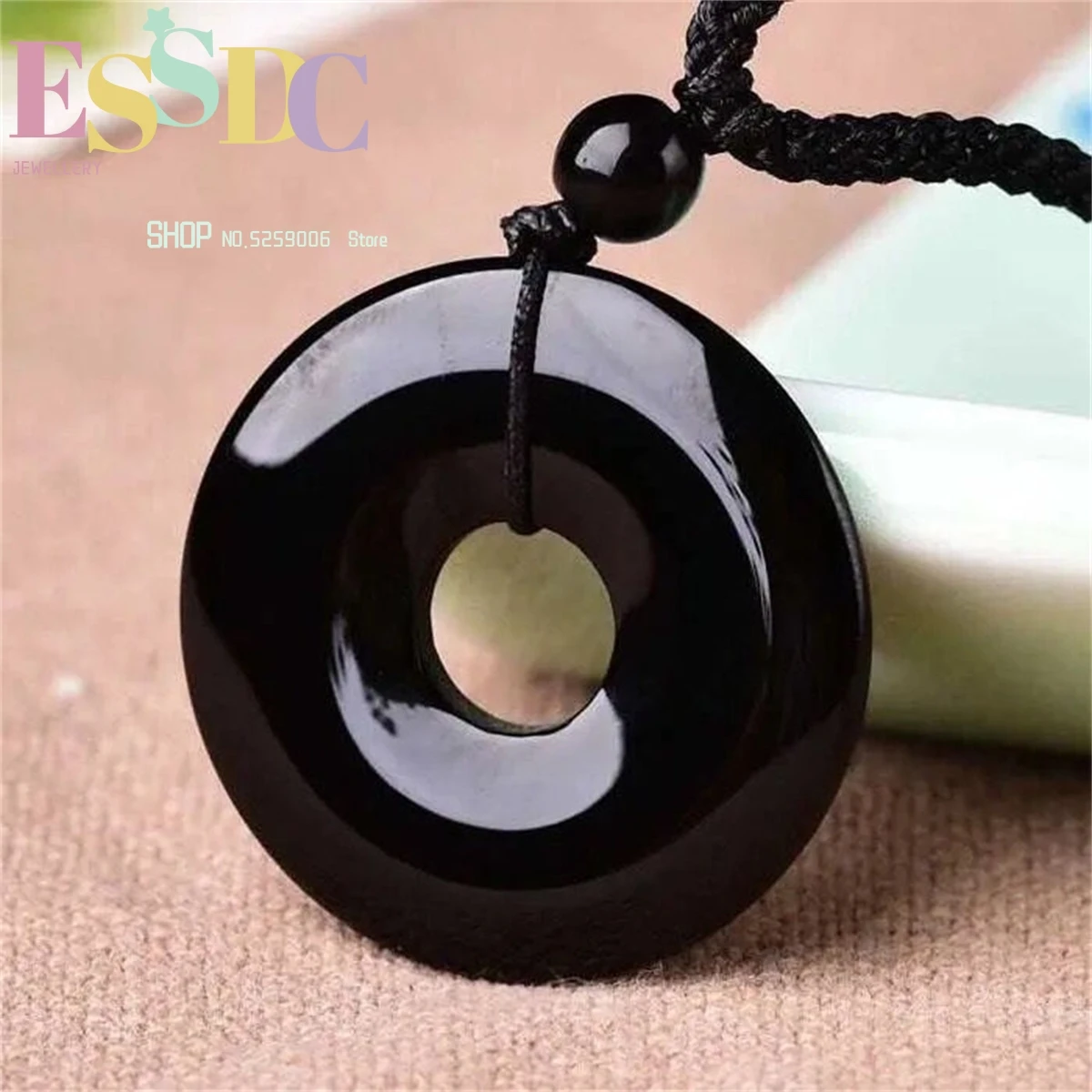 Natural Obsidian Antique Safety Clasp Pendant Charm Jade Jewelry Fashion Women's Men's Lovers Amulet Gift Versatile Simplicity