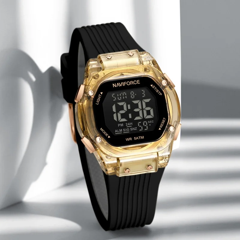 

NAVIFORCE элегантные простые стильные ЖК-цифровые женские электронные наручные часы модные автоматические будильники с обратным отсчетом женские подарки часы