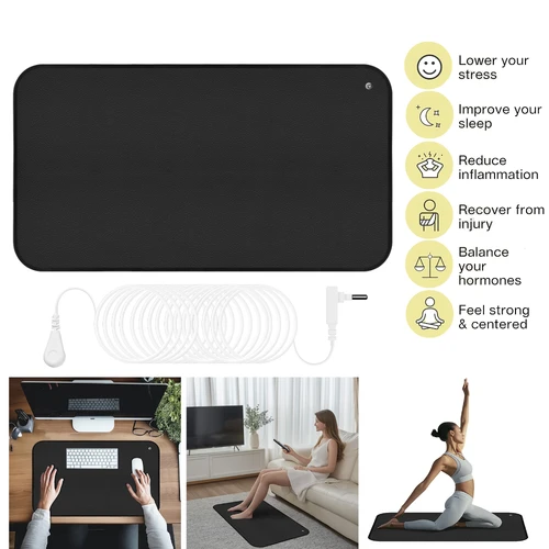 Estera de puesta a tierra para pies, bienestar conectado a tierra para aliviar el dolor, relajación de tensión muscular, viaje, almohadilla de puesta a tierra de 25-120CM