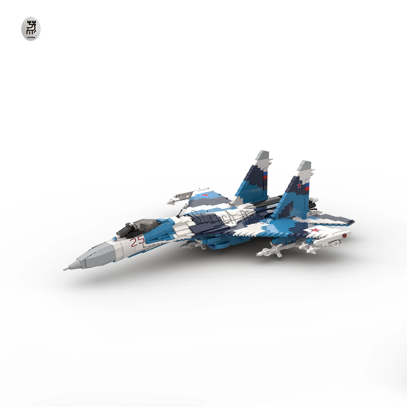 Stitch Deer Original Design Fighter MOC SU-27 SU-35 Bring Support Building Blocks DIY Model Toy Brick Children\'s Christmas Gift