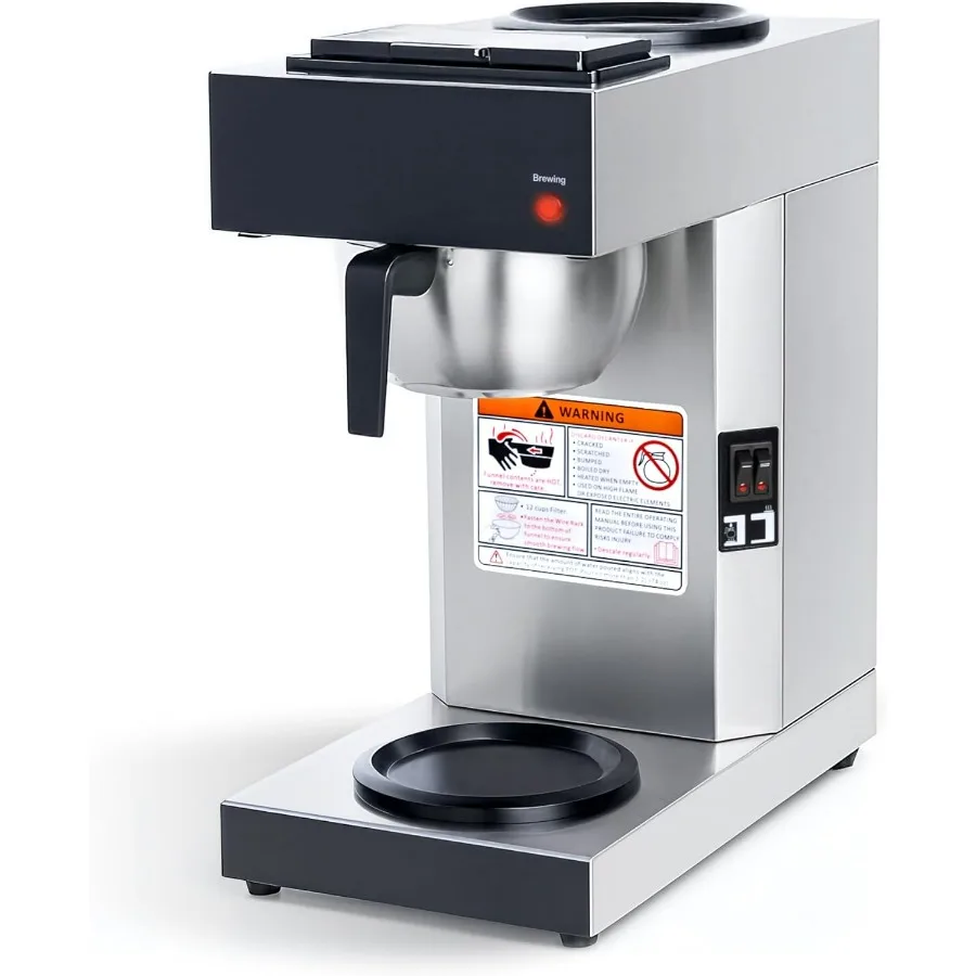 

Коммерческая кофеварка на 12 чашек, кофеварка, промышленная кофеварка из нержавеющей стали Cafetera с 2 подогревателями