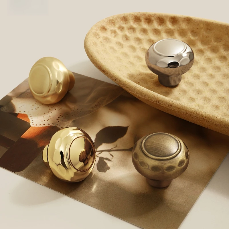 Gold Hammered Cabinet Door Handle Minimalist Wardrobe Cabinet Door Shell Handle Drawer Solid Single-Hole Knob Furniture Hardware