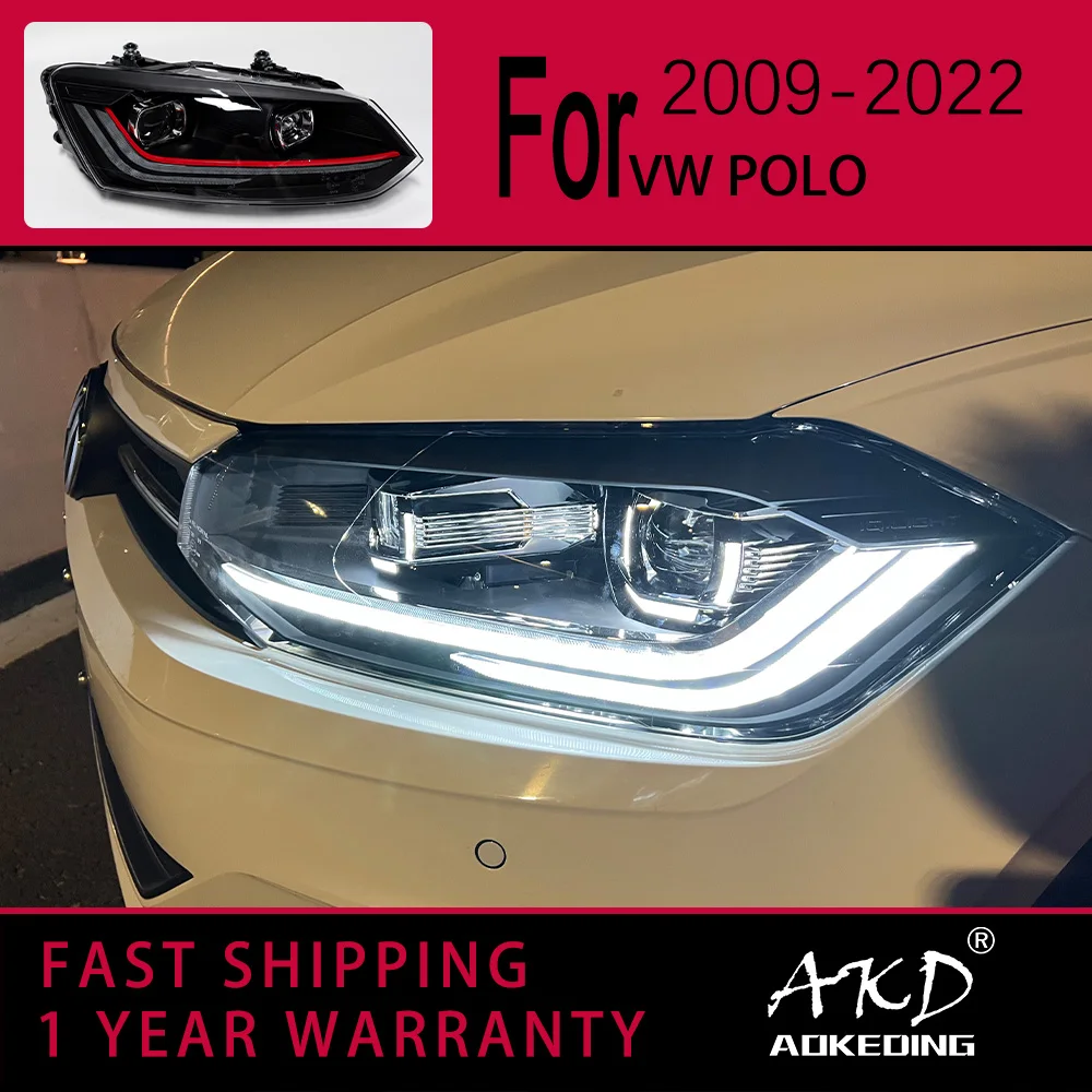 Światła samochodowe do reflektora VW POLO 2009-2022 Git lampa czołowa projektor świateł jazdy dziennej akcesoria samochodowe obiektywu