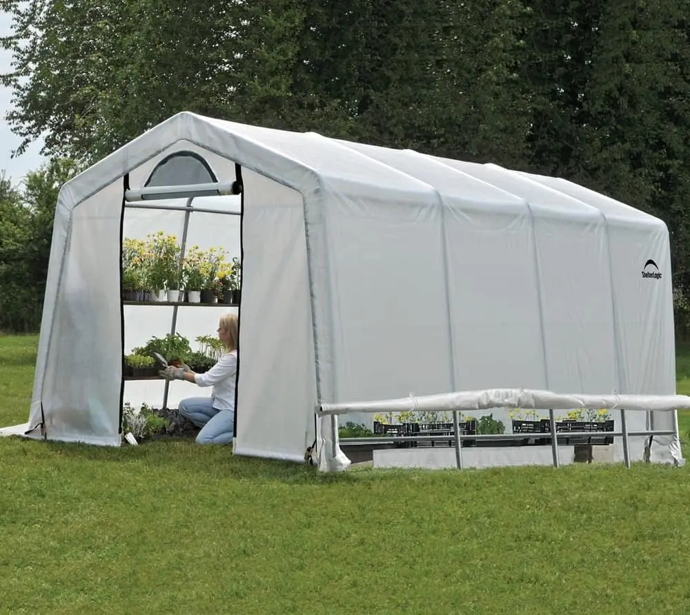 Greenhouse-in-a-Box Flow Peak Roof Style Easy Access Outdoor Grow House with Translucent Waterproof Cover, 10' x 20'