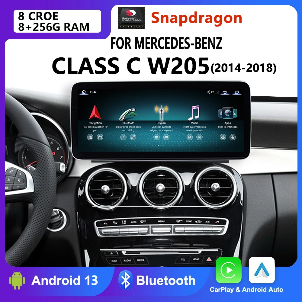 

Qualcomm For Mercedes Benz C Class W205 Android 13 2014to2018 CarPlay GPS Navigation Car DVD Radio Multimedia Player HD Screen