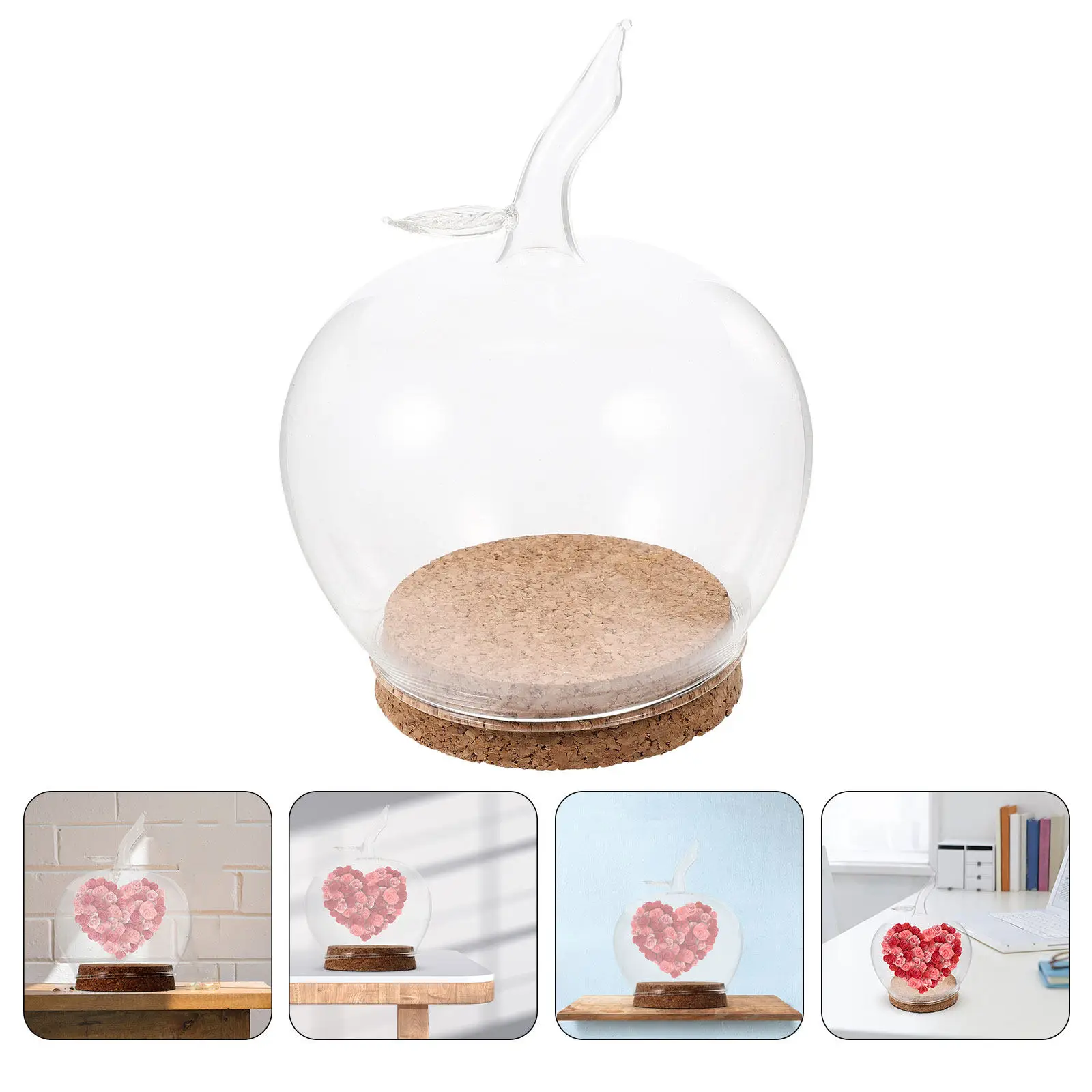 

2 шт. стеклянные купола для цветов, прозрачные, с пробковым основанием, для сохранения и декорации вечных цветов