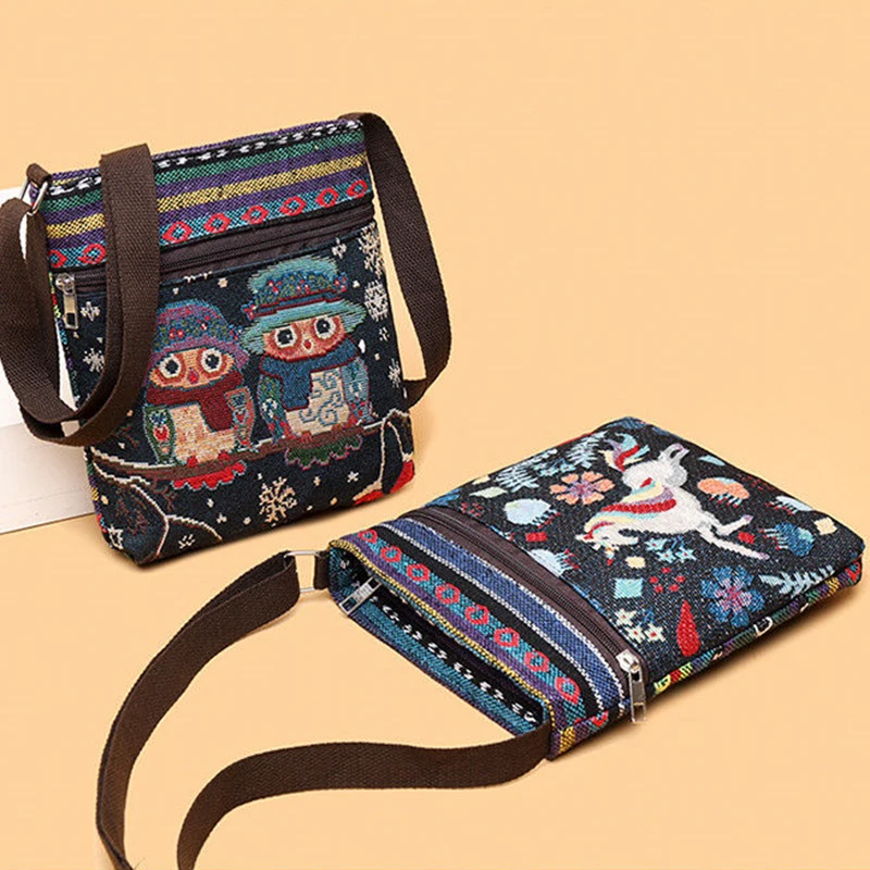 Damen-Umhängetasche, Handytasche, bestickte Umhängetasche im Ethno-Stil, kleine Retro-Leinentasche – Detail 16