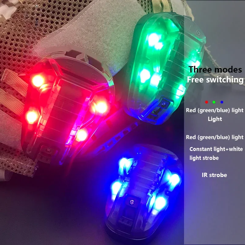 Casco tattico da esterno, impermeabile, con luce a forma di coccinella, segnalatore luminoso, dispositivo di segnalazione di emergenza, strumento multifunzionale per campeggio e caccia.