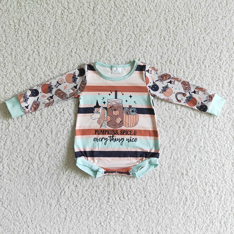 

Newborn Halloween Pumpkin Unicorn Bubble Romper Baby Girl Long Sleeve Stripe Jumpsuit Kid Toddler One-piece Thanksgiving Clothes