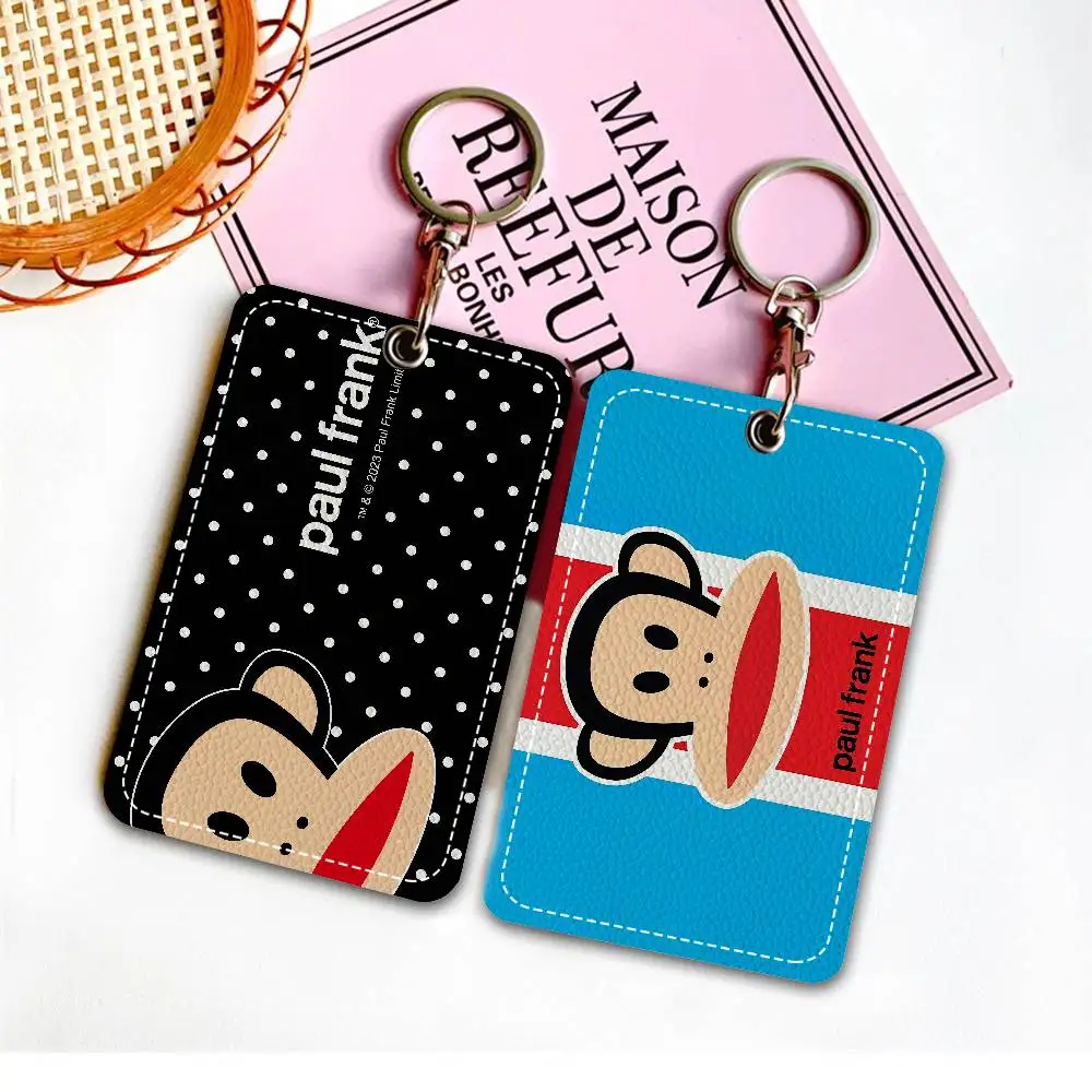 

Fashion P-Paul Frank Badge Holder Keychain For Bank Business Work Card Holder Student Card Protective Case Bus Card