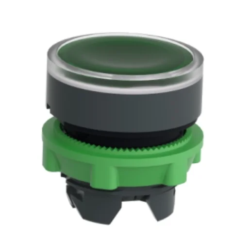 ZB5AW333C ZB5AW333 Head for illuminated push button, Harmony XB5, plastic, green flush, 22mm, universal LED, spring return, plai