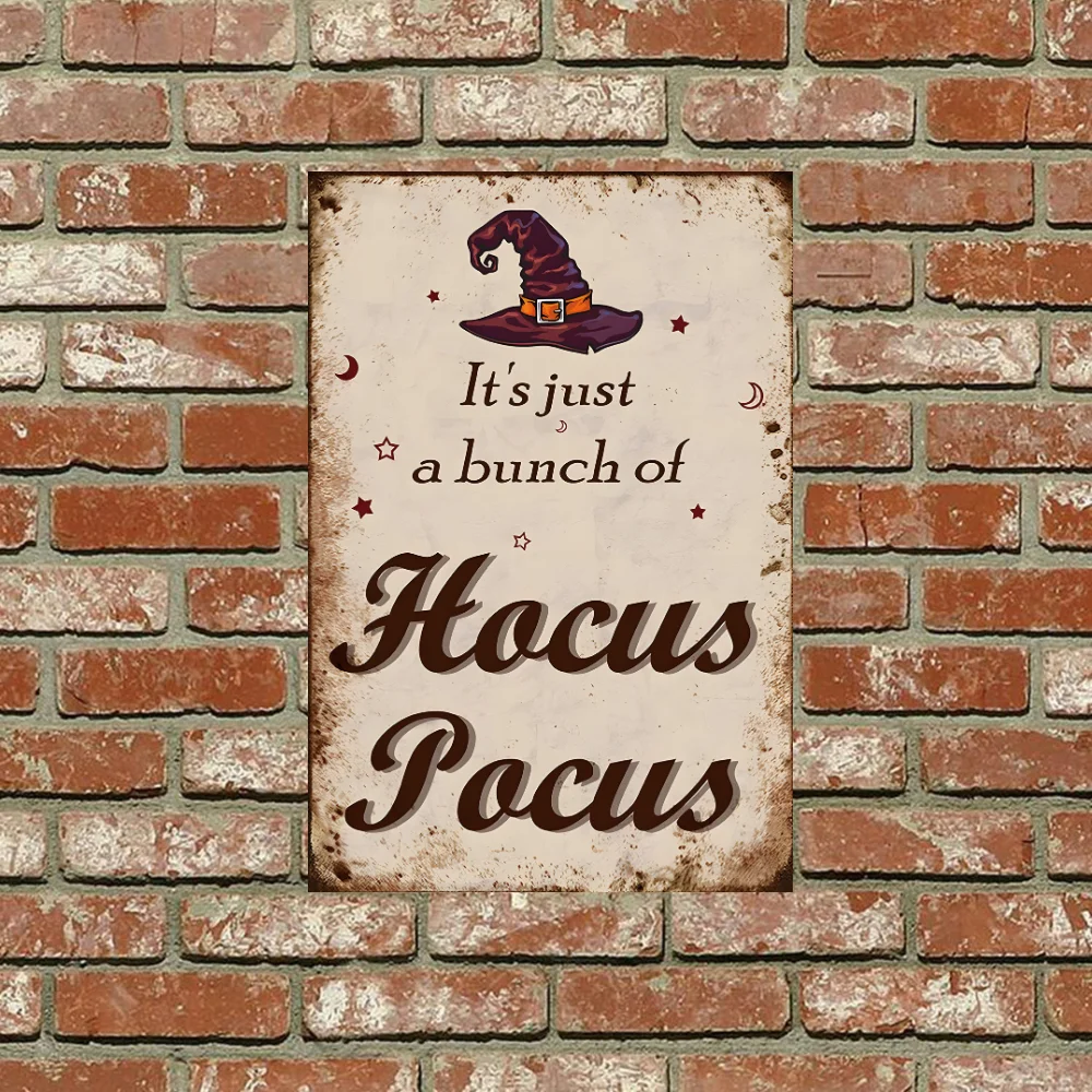 Witch Tin Sign Happy Halloween Decor Indoor Metal Sign for Bathroom Kitchen Home Coffee Wall Decor Living Room Decor Retro Sign