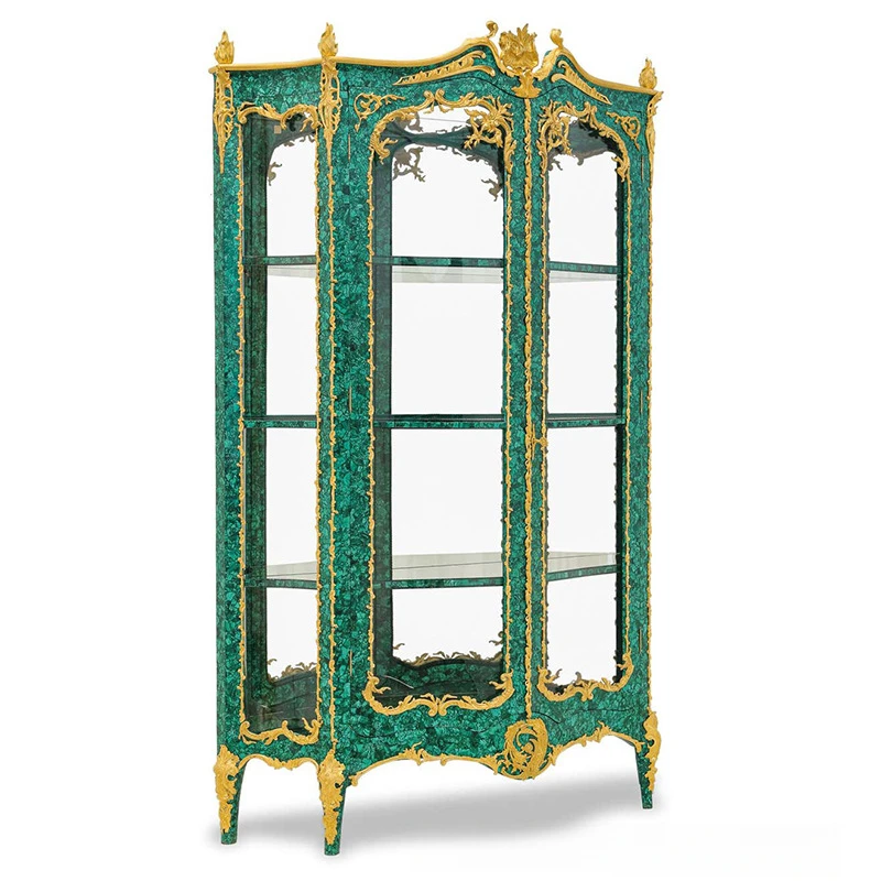 Malachite display cabinet Natural collection  Luxury stone storage cabinet Villa club hotel customized cabinet