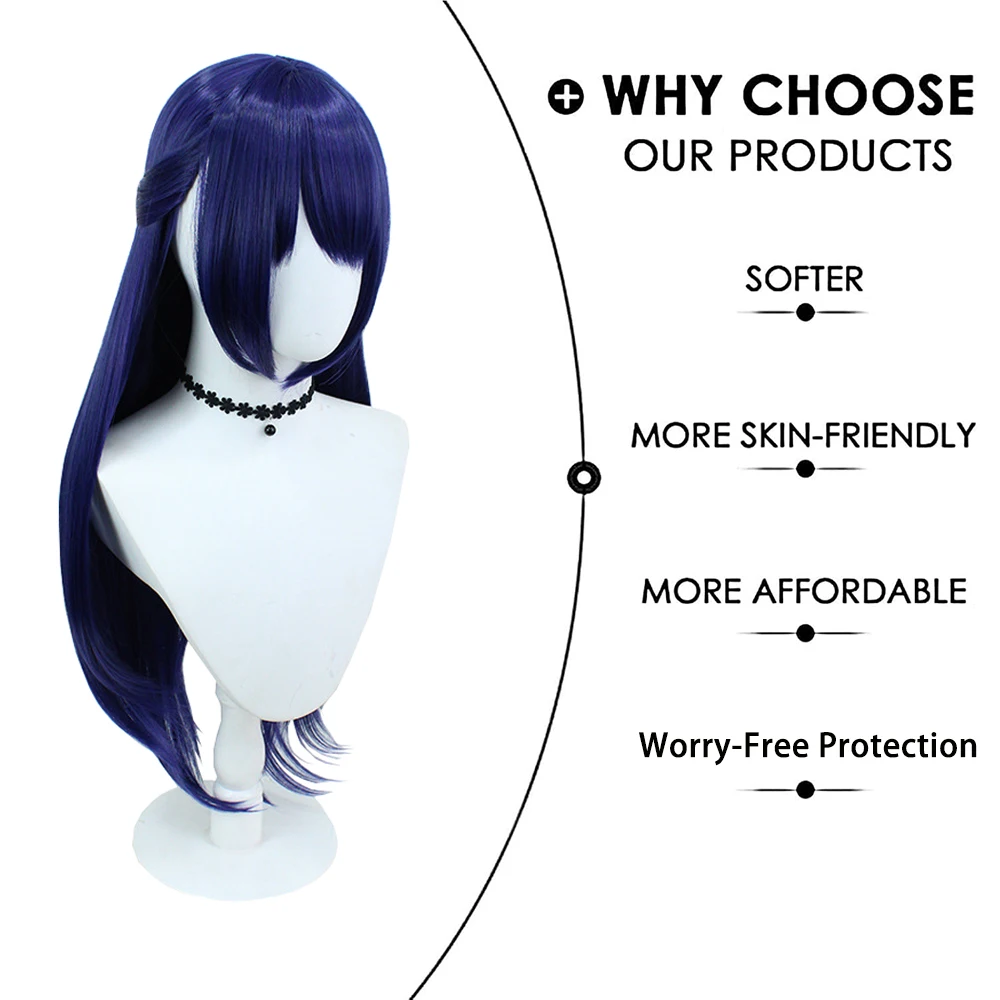 Game Anime Berkualitas Tinggi Honkai: Star Rail ‌   Acheron ‌ ‌   Rambut Sintetis Cosplay Wig Harian Karnaval Halloween 32 Inci Tahan Panas