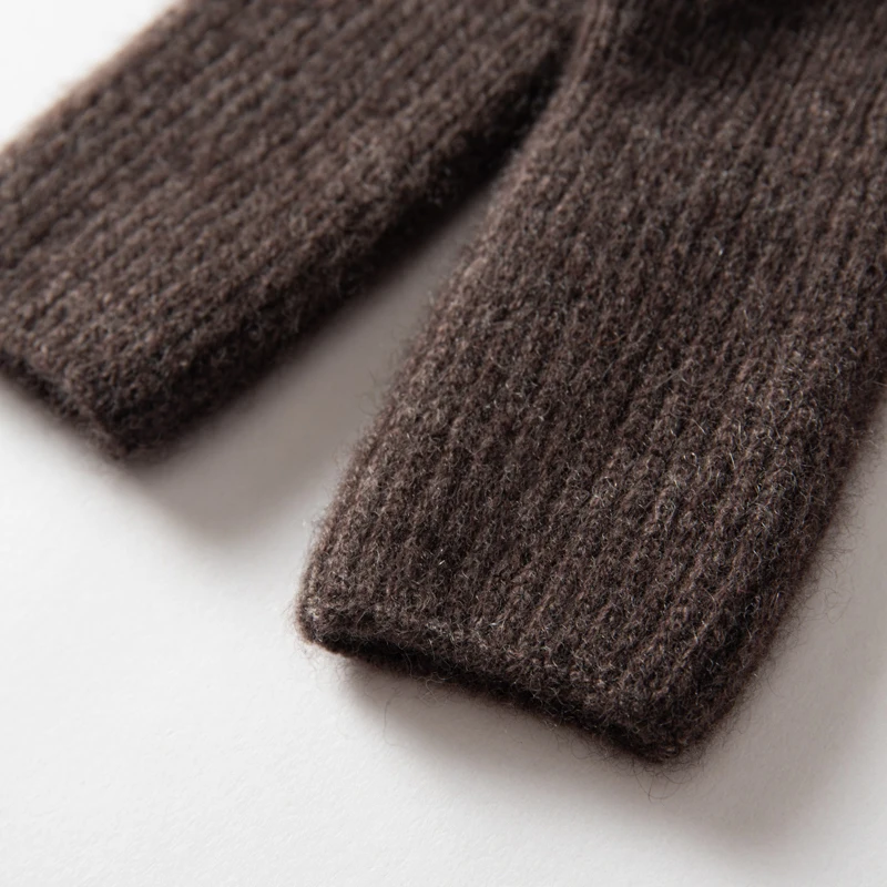 Winter New 100% Cashmere Knit Touch Screen Gloves Women Soft Warm Stretch Guantes Lady Solid Color Casual Full Finger Guantes