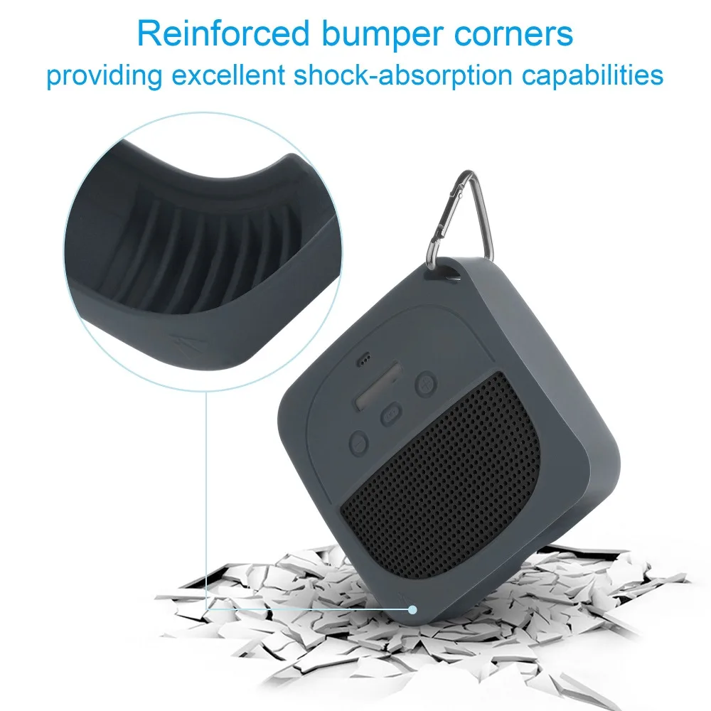 Silica Gel Sound Cover Fall Prevention Buckle Audio Storage Waterproof Sound Protection Shell for Bose SoundLink Micro Camping