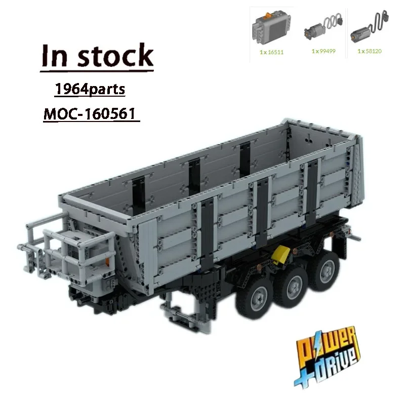 

MOC-160561 Electric Dump Semi Trailer 6x6 Assembly Splicing Building Block Model 1964 Building Block Parts Kids Toy Gift