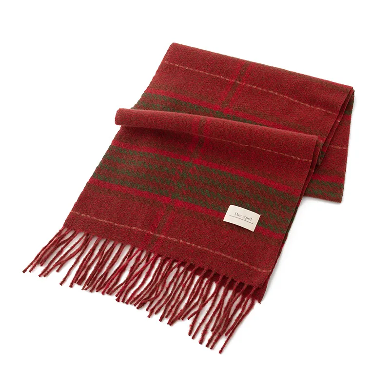 Autumn and winter new Christmas plaid scarf for women, warm and imitation cashmere tassel scarf for women, scarf and shawl