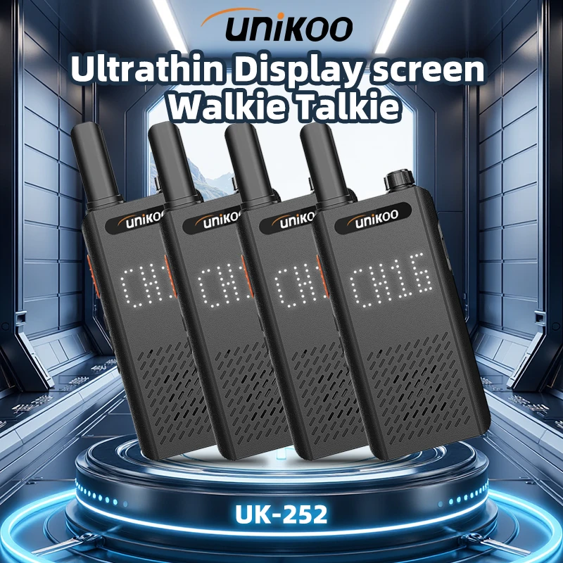 

UNIKOO UK252 Ultra-thin Walkie Talkie Dot Matrix Disolay Chanl Long Range Type C Charging Communication Set Two Way Radios