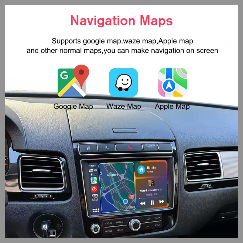 Wireless Carplay Android Auto Car Retrofit Decoder Box For Volkswagen Touareg With 8-inch Screen RNS850 2010-2017 Mirroring