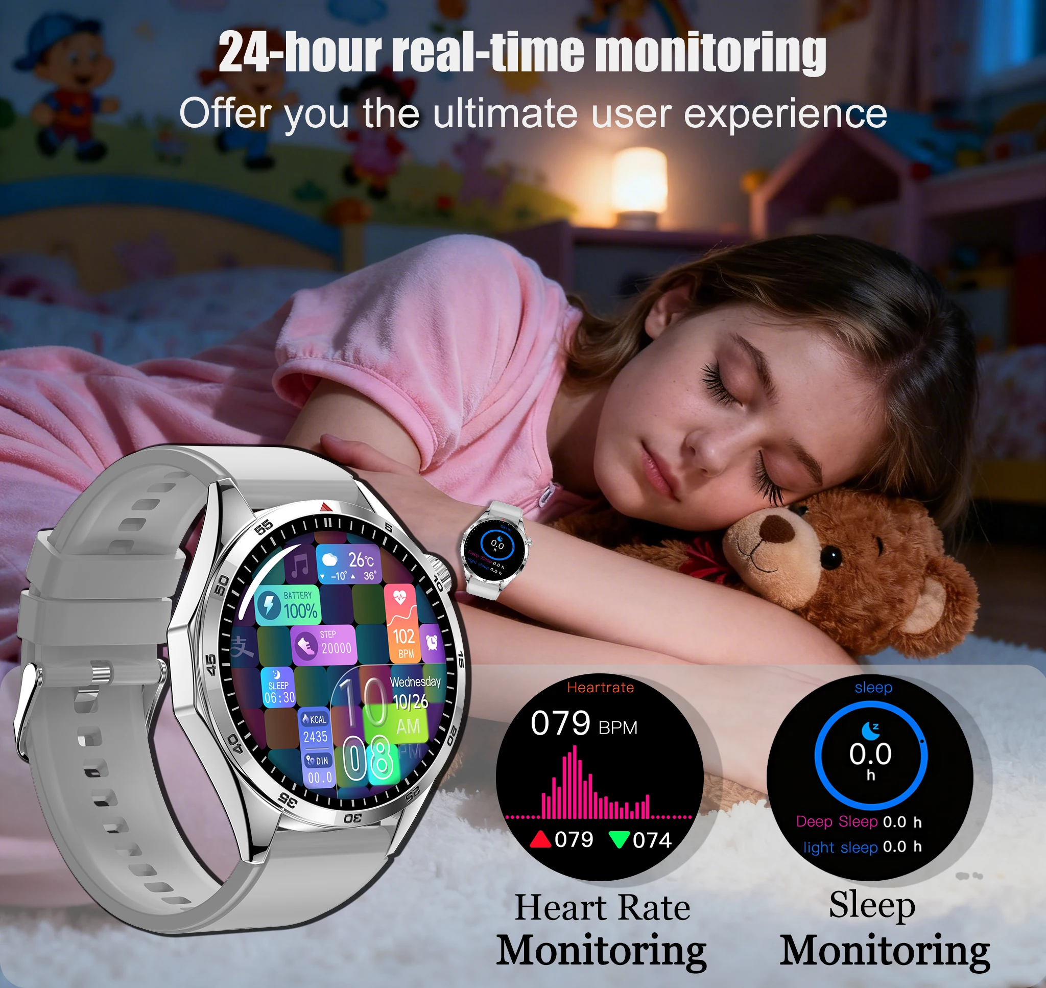 LEMFO Smart Watches For Men Women 1.5" 360*360 HD Screen  330mAh Battery Heart Rate Sleep Health Bluetooth Call  Watches For Man