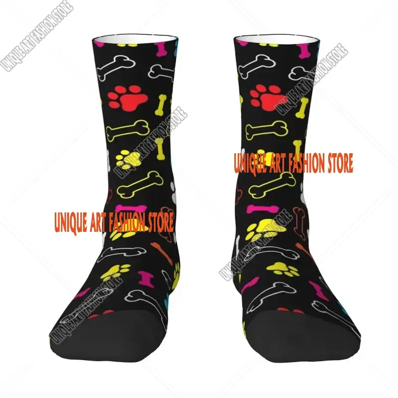 

Fashion Dog Paw Bone Pattern Socks Women Male Men Breathable Warm Funny Basketball Sports Socks