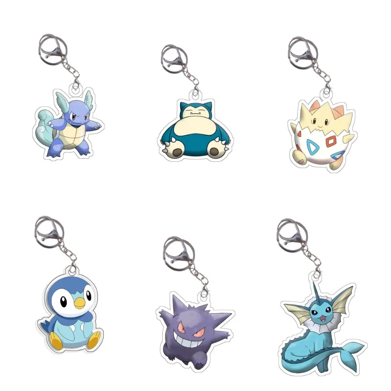 

For Pokemon Elf Qikchu Togepi Snorlax Piplup Vaporeon Gengar Acrylic selfmade cute Cartoon Anime Keychain Pendant Toy gifts 5cm