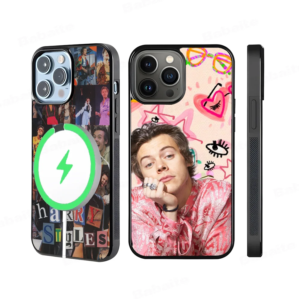 

Singer H-HaRRy Fashion S-styles Phone Case Magesafe Magnetic Wireless Charge Case For iPhone 16 11 12 15 Pro Max Plus Mini