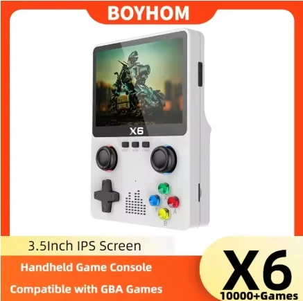 X6 Video Game Consoles 3.5Inch IPS Screen Handheld Game Player Dual Joystick 11Simulators GBA Video Game Console for Kids Gi