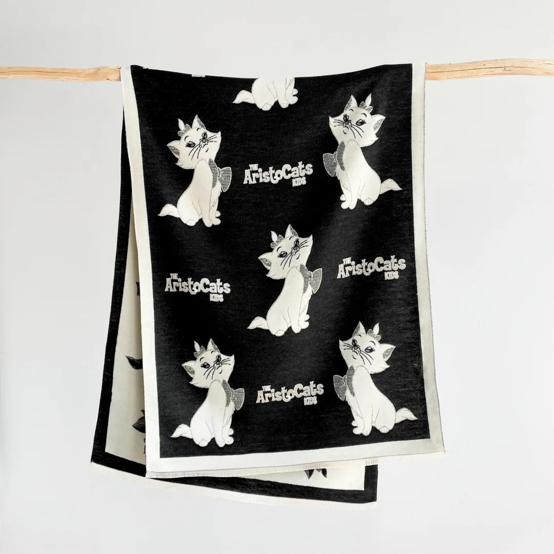 

Winter Warm Reversible Cartoon Kitten Scarf Cashmere Pashmina Shawl Scarves Womens Thick Travel Blanket Stole Wraps