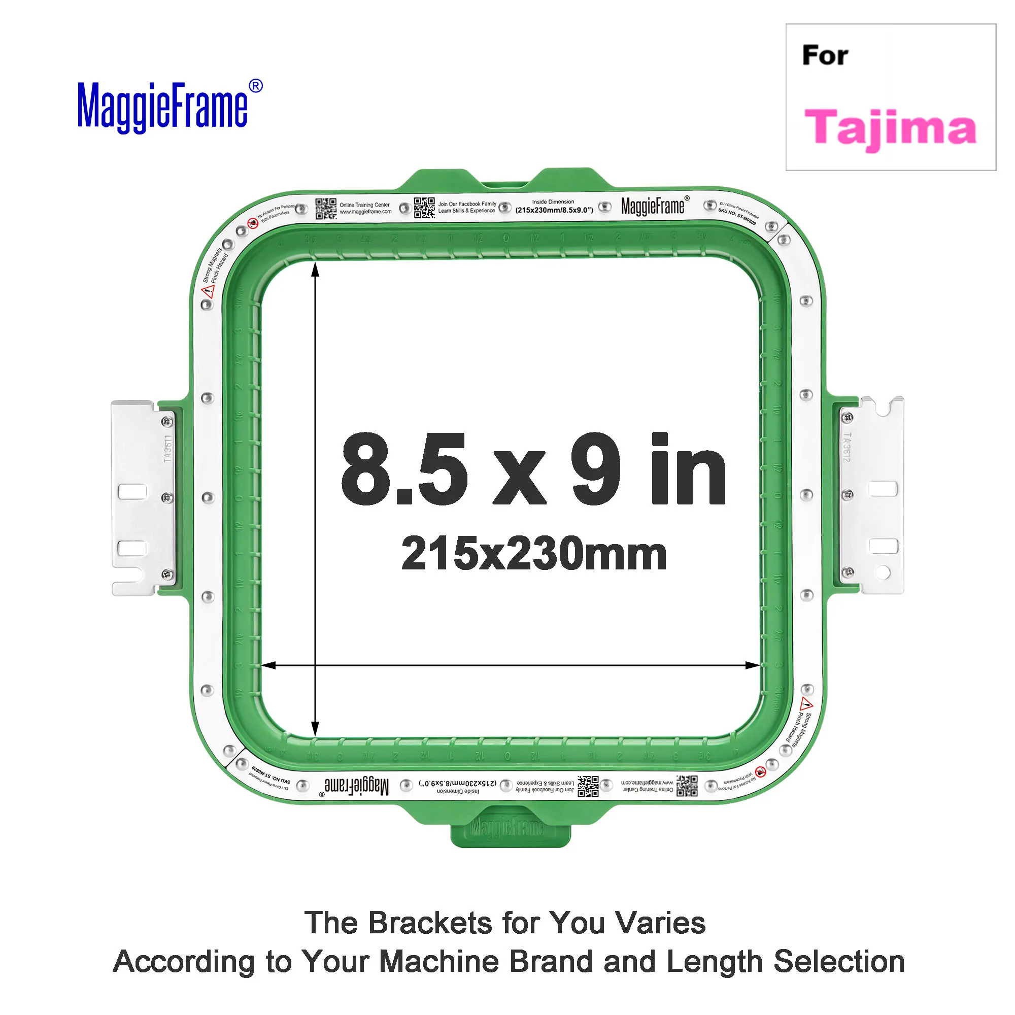 

MaggieFrame Magnetic Hoop 8.5"x9" | 215x230mm for Tajima Embroidery Machine Mighty Hoop Embroidery hoops