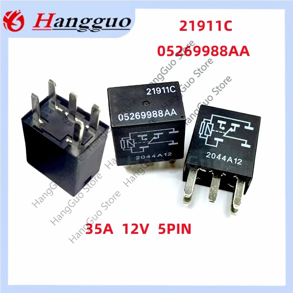 2PCS/Lot Brand new and original  21911C 05269988AA 35A 12V auto safety box relay 5 Pin 21911C 05269988AA fan compressor relay
