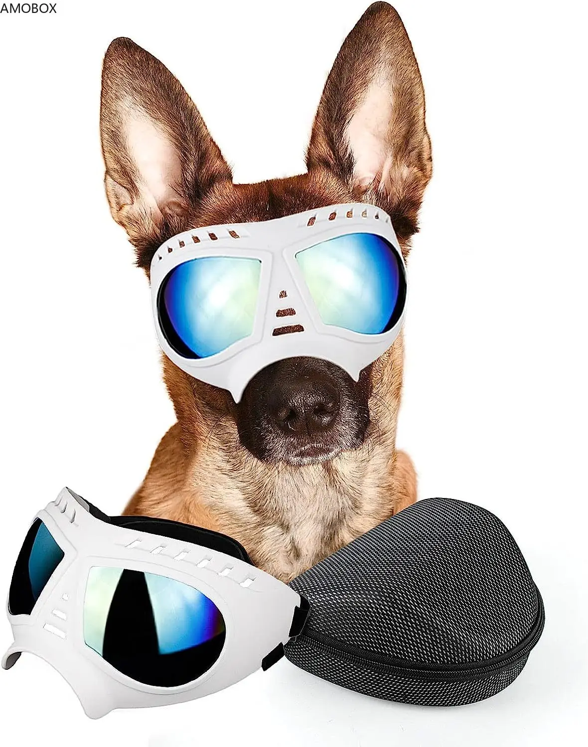 AMOBOX-Dog Goggles, Large Breed, Anti-UV, Transparent Dog Sunglasses, Windproof, Anti-Dust, Antifog, New Pet Mask