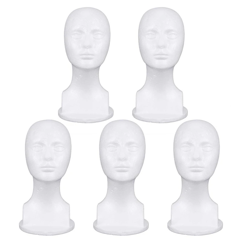 5X Styrofoam Mannequin Foam Head Model Glasses Hat Wig Display Stand