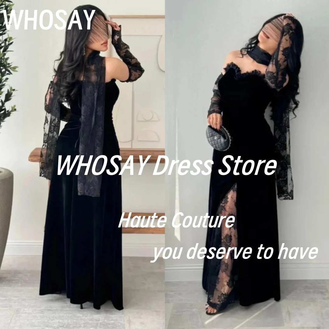 

WHOSAY Prom Dresses Sweetheart Customized Long Sleeves فساتين للمناسبات الخاصة Zipper Back Evening Gowns