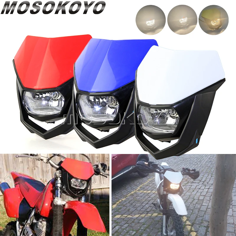 Dual Sport Motocross Enduro MX Headlight for Yamaha WR YZF 250 450 Kawasaki KLX XR CRF Suzuki Universal Running Front Lamp Mask