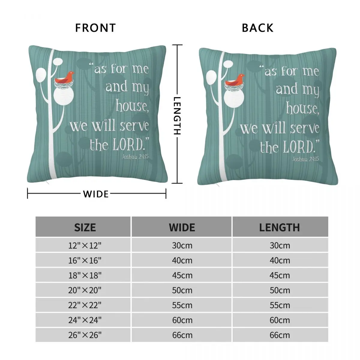 Me And My House Will Serve The Lord Joshua Square Pillowcase Polyester Linen Velvet Pattern Zip Decor Home Cushion Cover