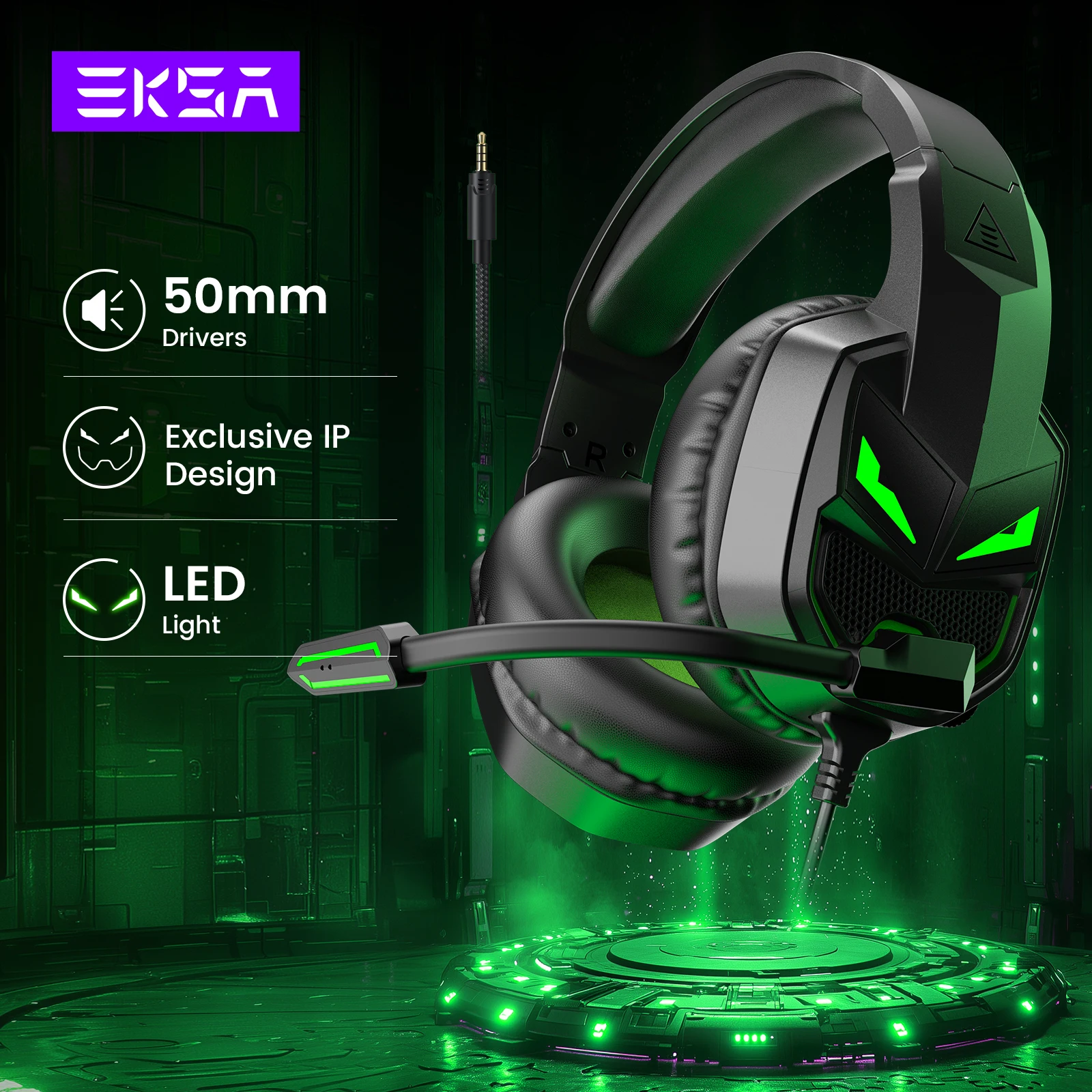 EKSA Gaming Headset Gamer E7000 Over-Ear 3.5mm USB Wired Gaming Headphones for PC/Xbox/PS4/PS5 with Noise Cancelling Microphone