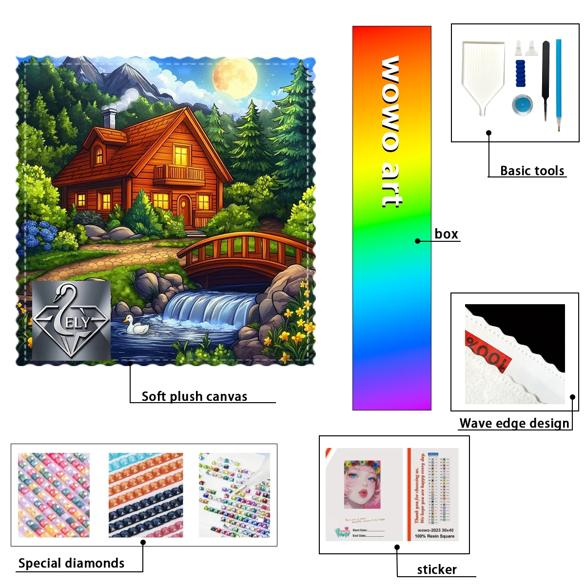 

【Ely_ Diamond Art】Peaceful cabin Crystal AB Rhinestone FD Rhinestone Perfect Resin Diamond