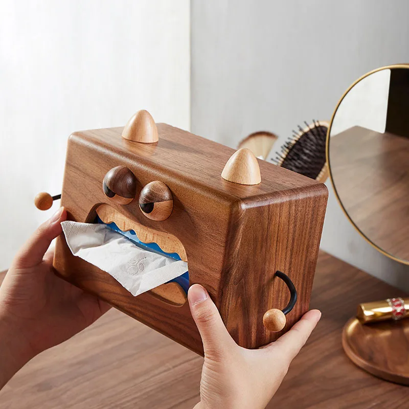 

Solid wood monster tissue box, black walnut drawing carton, Internet celebrity napkin carton, wooden drawing box