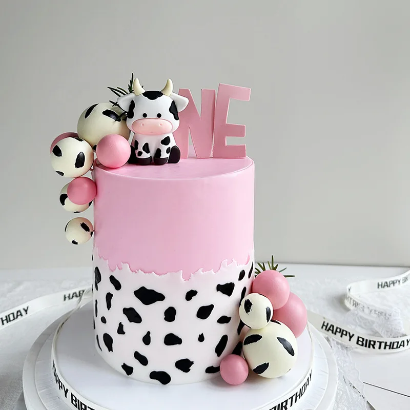 Cow Themed Cake Topper Cartoon Farm House Chick Cow Cake Topper Kids First Birthday Party Cake Decor Cow Theme Baby Shower Decor