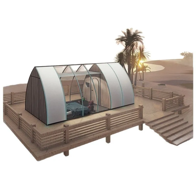 Outdoor camping holiday triangle star room sailing bed and breakfast Internet celebrity clock in transparent sun  sailing house